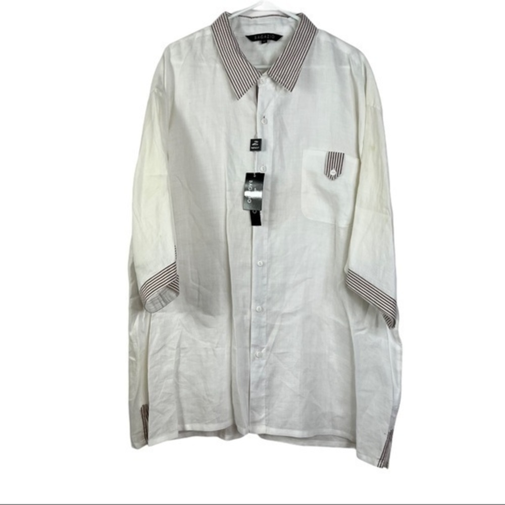 Bagazio Men's Dress Pants Cream Plaid White Two Piece Outfit Size 5X